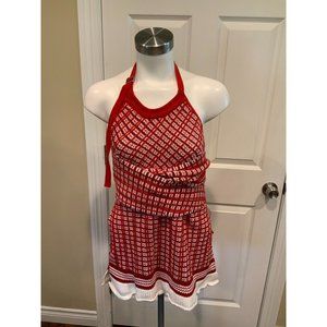 3.1 Phillip Lim Red & White Plaid Knit Jacquard Halter Top, Size S, NWT! $450